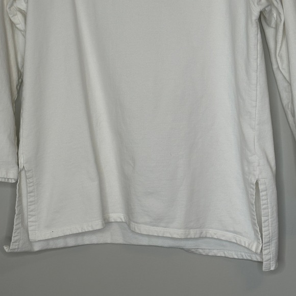LAKE Pajamas Women's White Cotton Blend Long‎ Sleeve Tunic Top - Size M - Picture 7 of 10